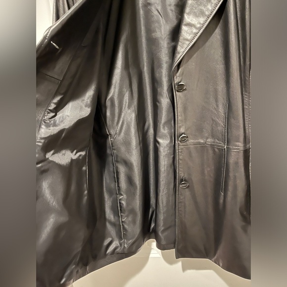 Classic Black Leather Blazer Large - Picture 3 of 4